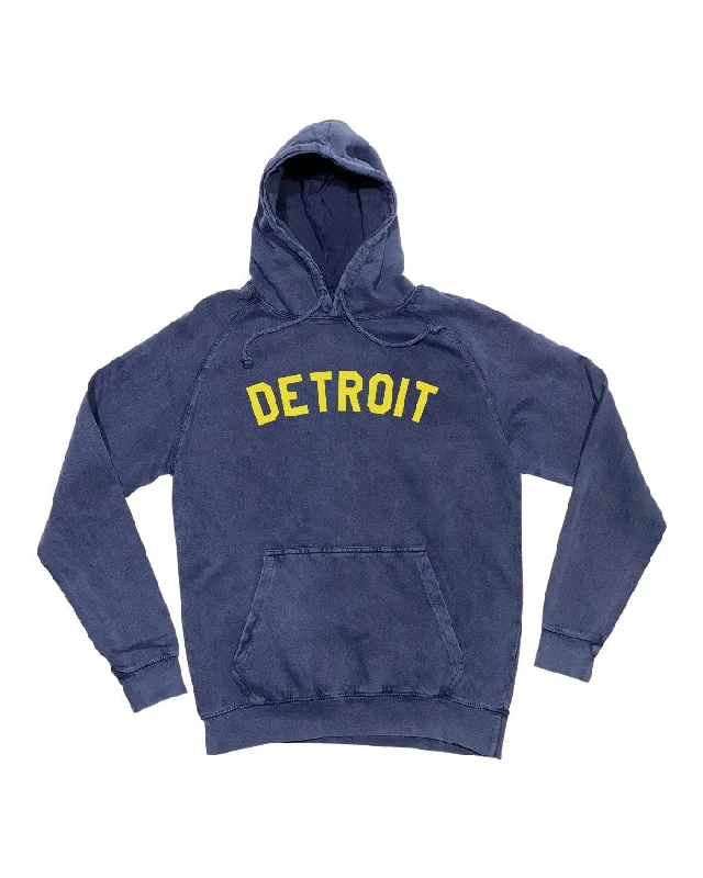 Ink Detroit Mineral Wash Hoodie - Maize & Blue Trendy Men's Bucket