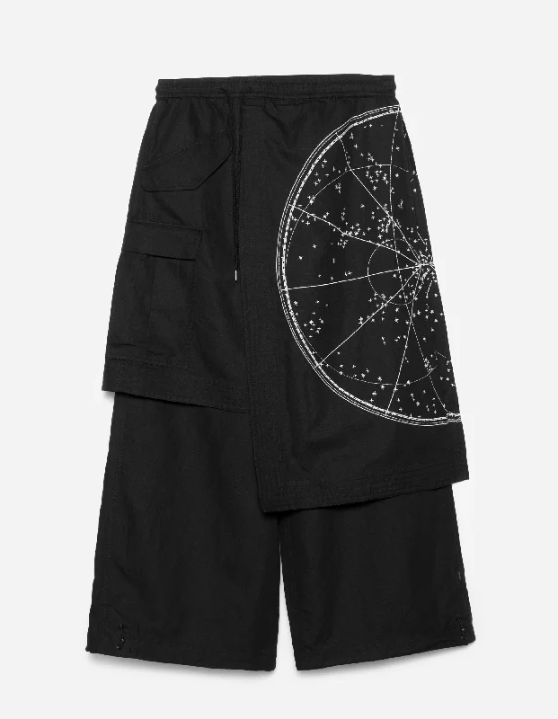 6017 Celeste Asym Cargo Hakama Pants Black Bold Men's Animal