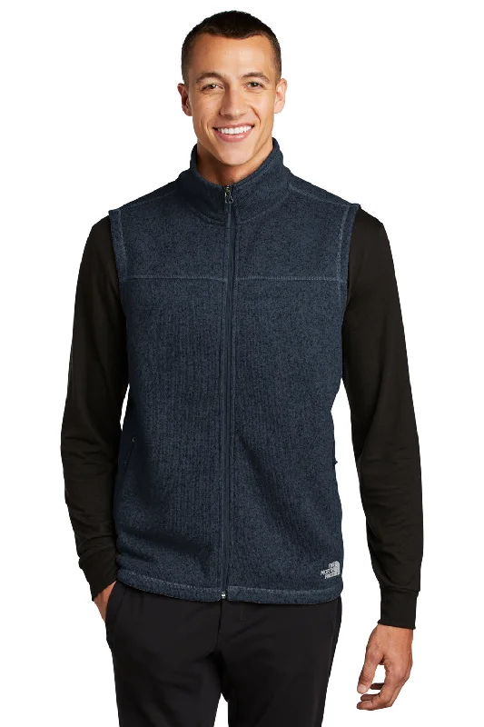 The North Face Mens Sweater Fleece Full Zip Vest - Heather Urban Navy Blue Cozy Men's Sherpa