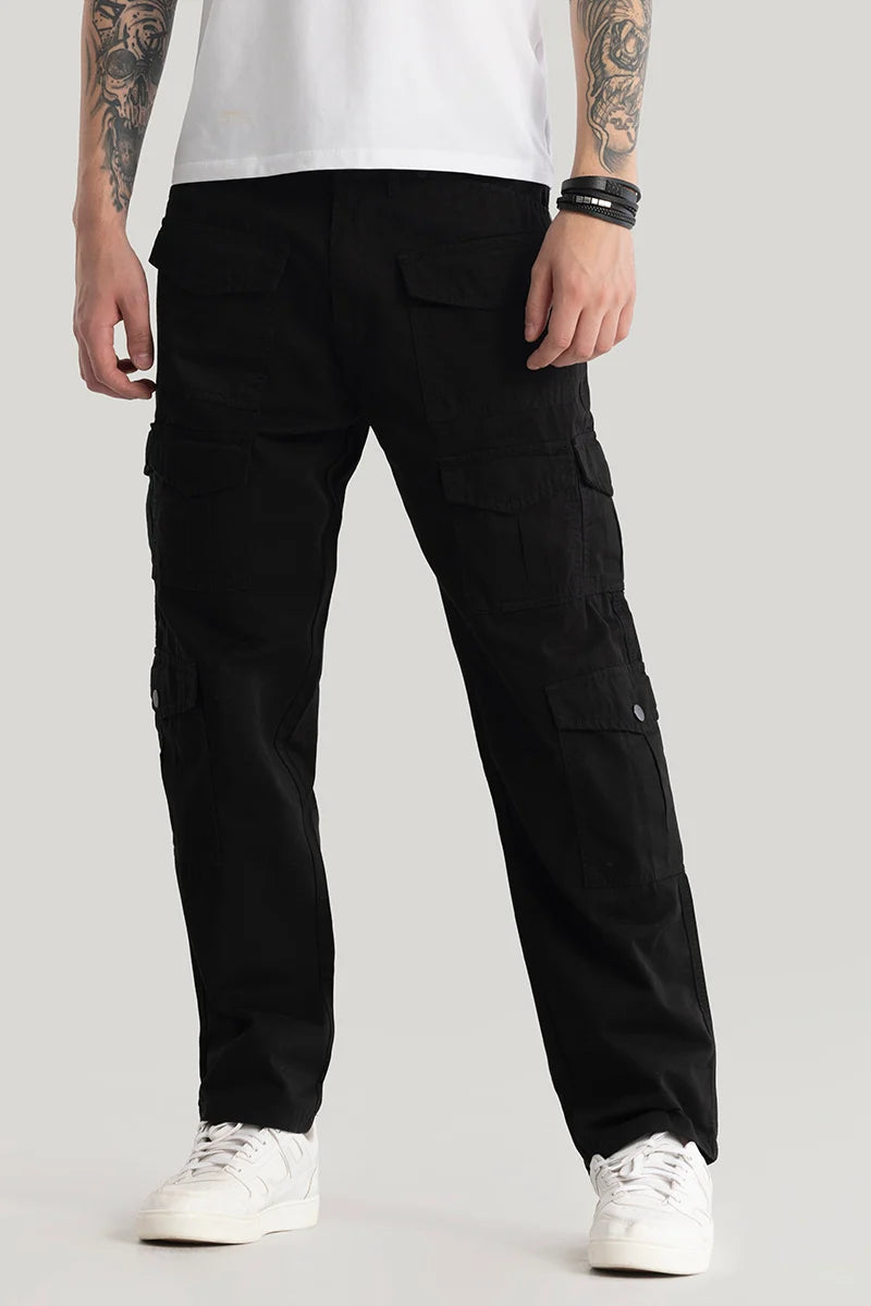 Nils Loose Fit Black Cargo Pants Adventure