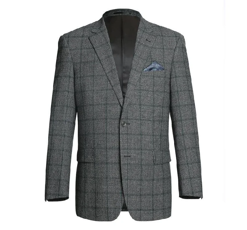 Renoir Men's Classic Fit Plaid Blazer Wool Blend Sport Coat Polished Men's Satin