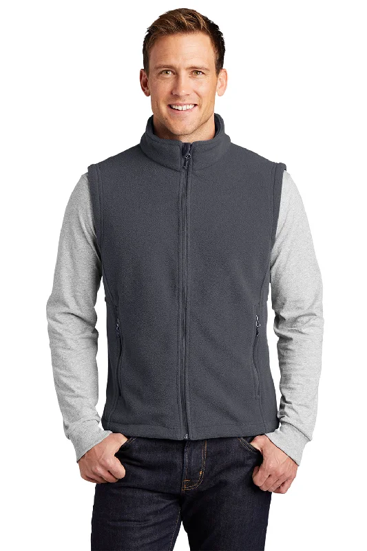 Port Authority Mens Full Zip Fleece Vest - Iron Grey Refined Men's Velvet