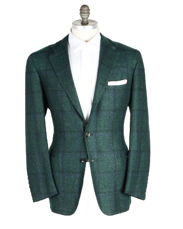 Dark Green Windowpane Sportcoat Preppy Men's College