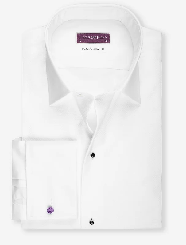 Slim Fit Dress Shirt White Artistic Men's Hand