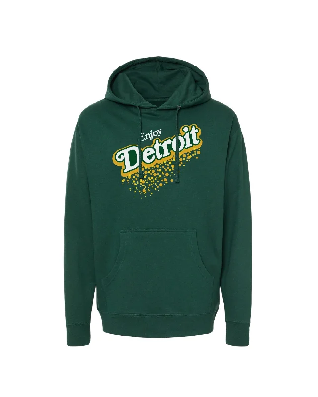 Ink Detroit Vintage - Enjoy Detroit Ginger Ale Hoodie - Forest Green Sporty Men's Tennis