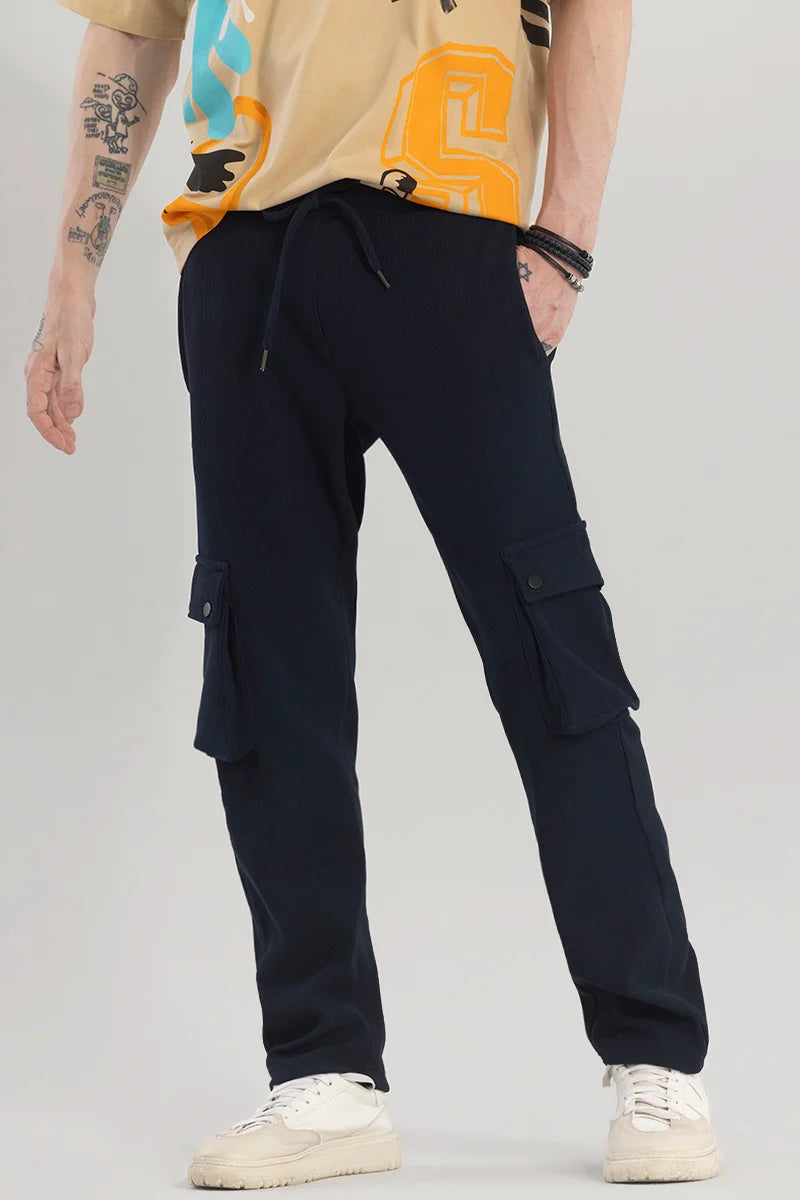 Pockethrive Navy Corduroy Cargo Pant Sleek Men's Contemporary 