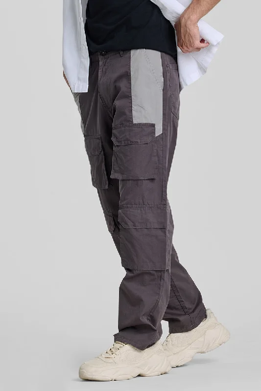 Brown Patch Pocket Cargo Pants Polished Men's Silk