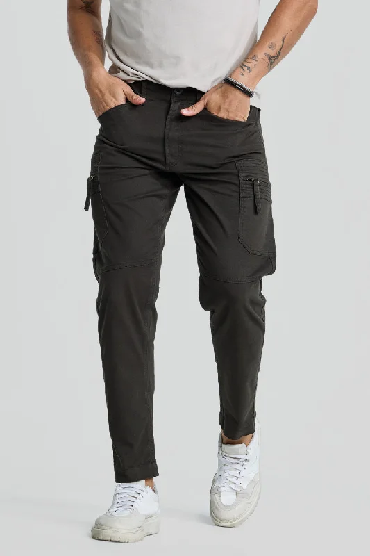 Olive Slim Fit Cargo Pants Traditional Men's Wool