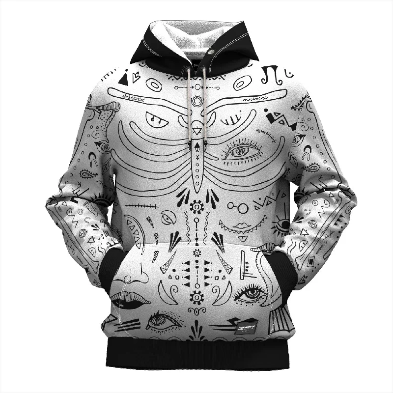 Doodle Skeleton Hoodie Sleek Men's Metallic