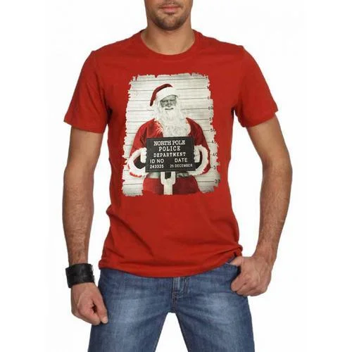 Santa Claus mugshot T-Shirt Assorted Colors Sizes S-XXXL Classic Men's Pin