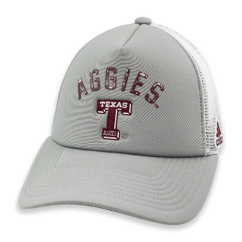 Texas A&M Aggies Block T Adidas Grey Foam Trucker Hat Relaxed Men's Australian 