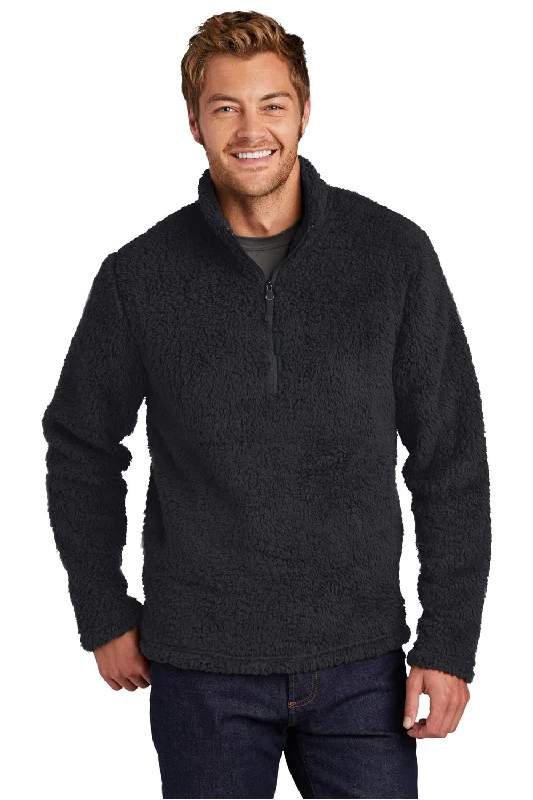 Port Authority Mens Cozy Sherpa Fleece 1/4 Zip Jacket - Charcoal Grey - Closeout Elegant Men's Cashmere