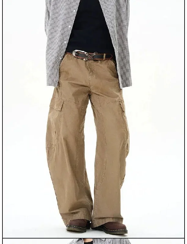 Washed Side Pockets Cargo Pants Cool Men's Distressed