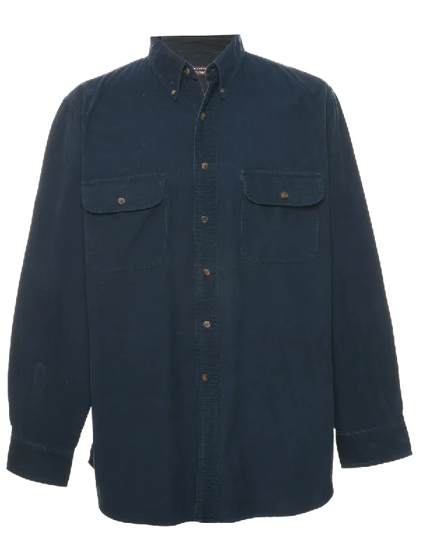 Navy Corduroy Shirt - L Cozy Men's Sherpa