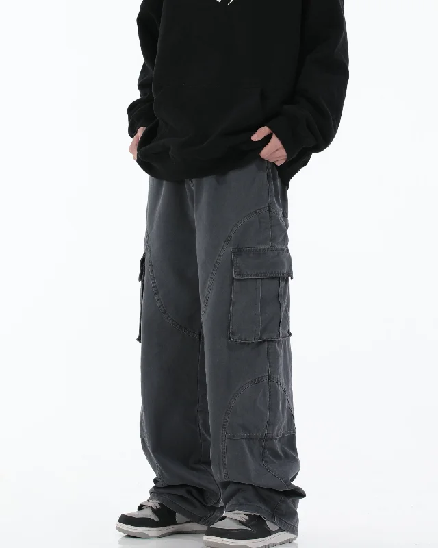 Washed Straight Loose Cargo Pants Sophisticated Men's 