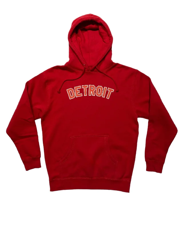 Ink Detroit -  Red & White print on Red Hoodie Relaxed Men's Australian 