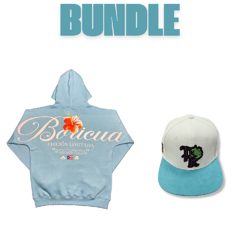 Carolina Blue Boricua Hoodie & Puerto Rico Pride Bundle Traditional Men's Country