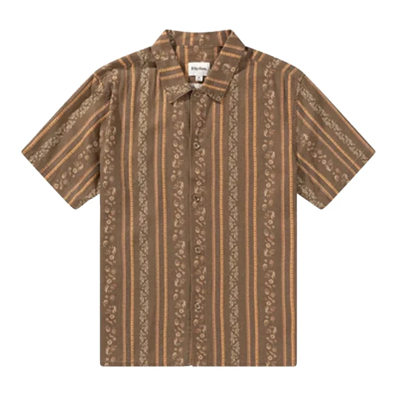 Rhythm Paisley Stripe Men's S/S Dress Shirt - Tobacco British Gentleman Style