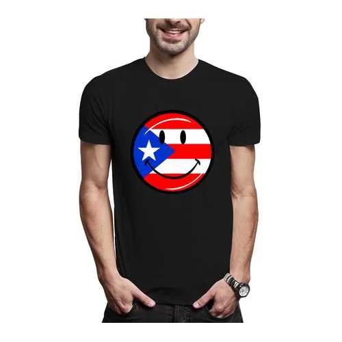 Puerto Rico Smiley Face Men Tee-S-XXXL Laid