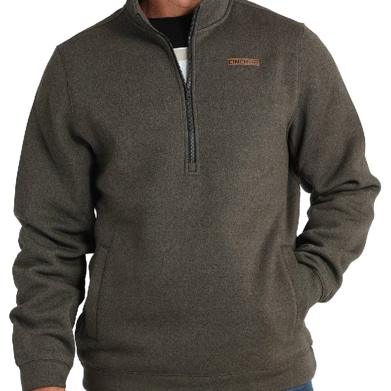 Cinch Men's Logo Half Zip Pullover in Brown Traditional Men's Country