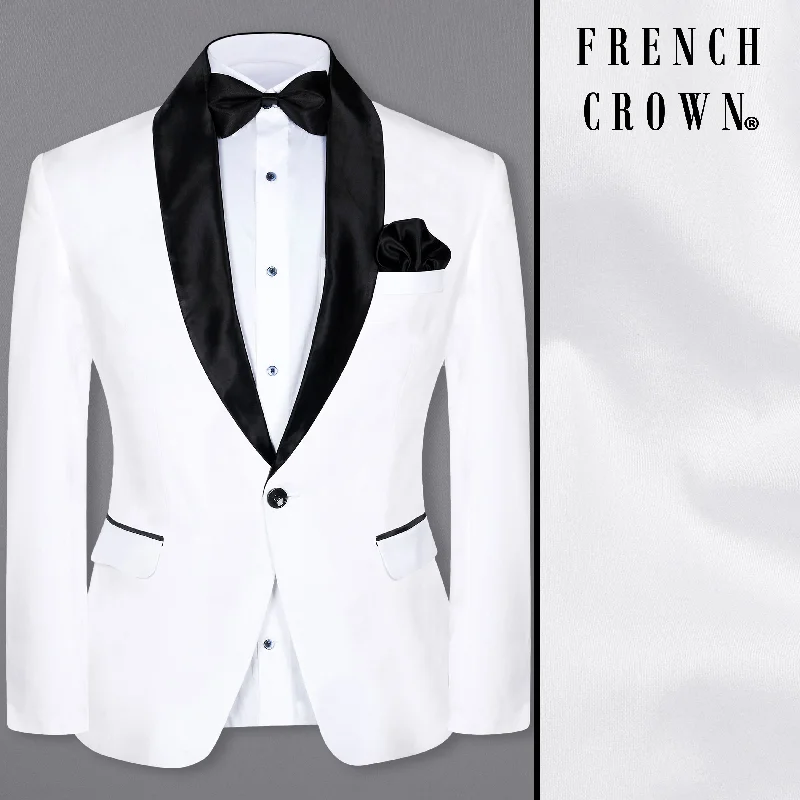 Bright White Subtle Sheen Tuxedo Blazer Dapper Men's 1920S