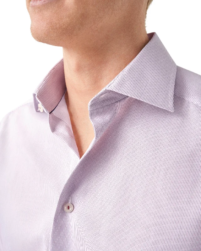 Slim Fit Purple Fine Striped Signature Twill Dress Shirt Business