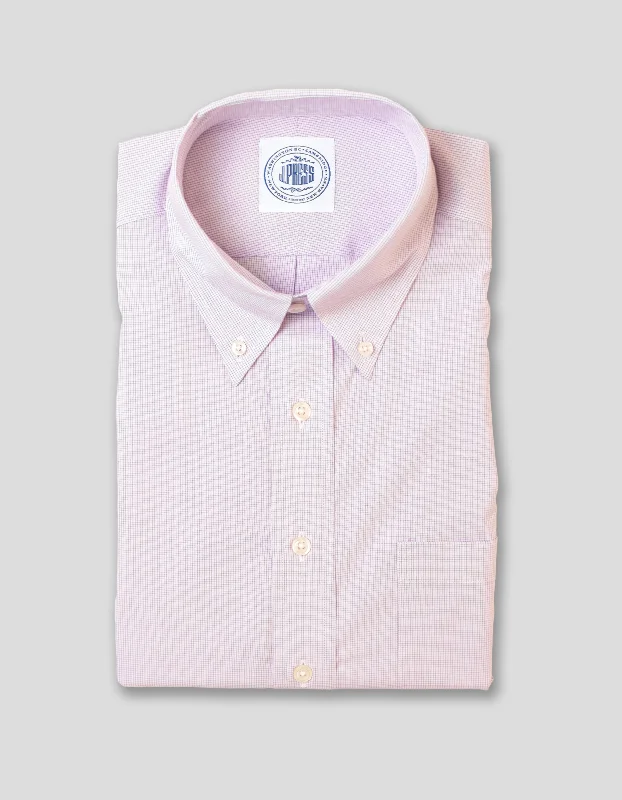 PURPLE MINI GRID DRESS SHIRT Traditional Men's Wool