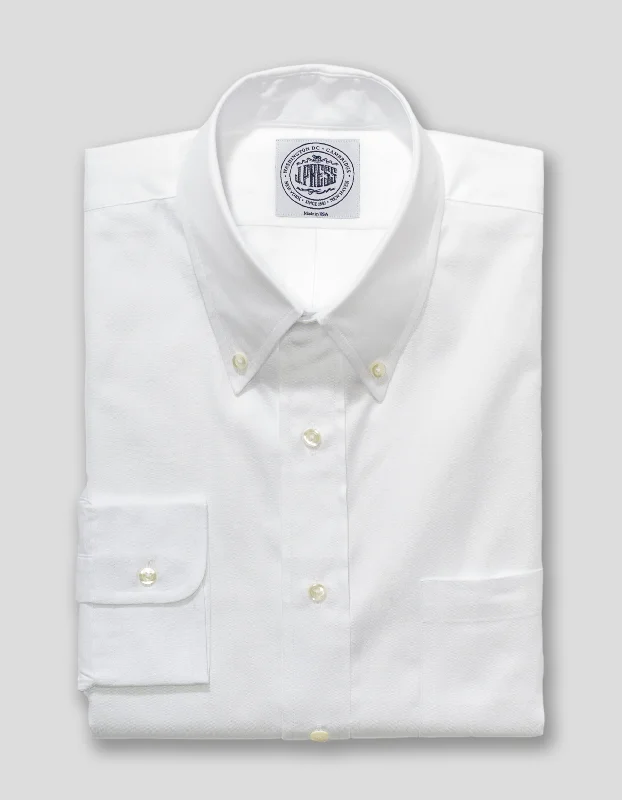 WHITE PINPOINT DRESS SHIRT Trendy Men's Oversized