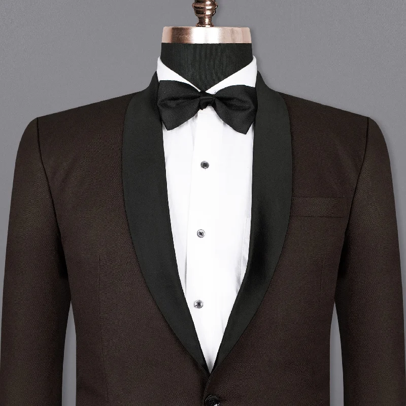 Cocoa Brown Wool Rich Tuxedo Blazer Hip Men's Urban