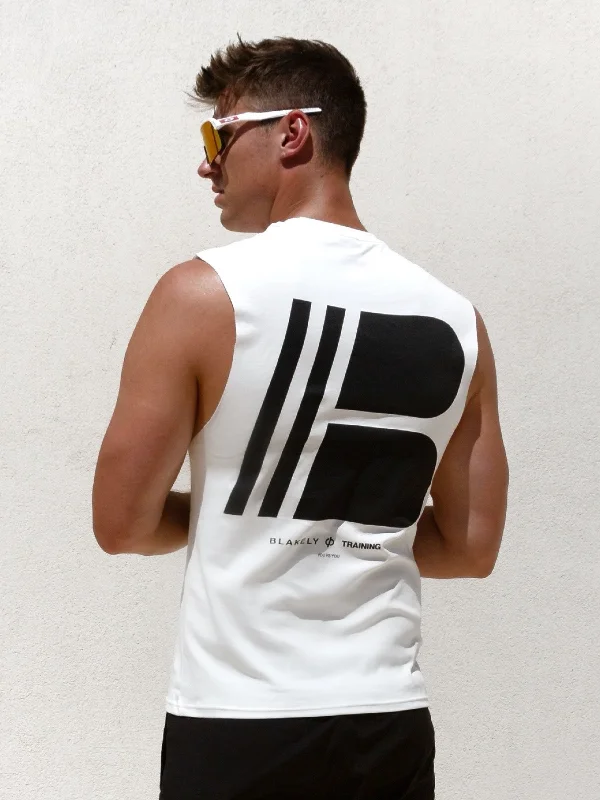 Apex Sleeveless Tee - White Dynamic Men's High