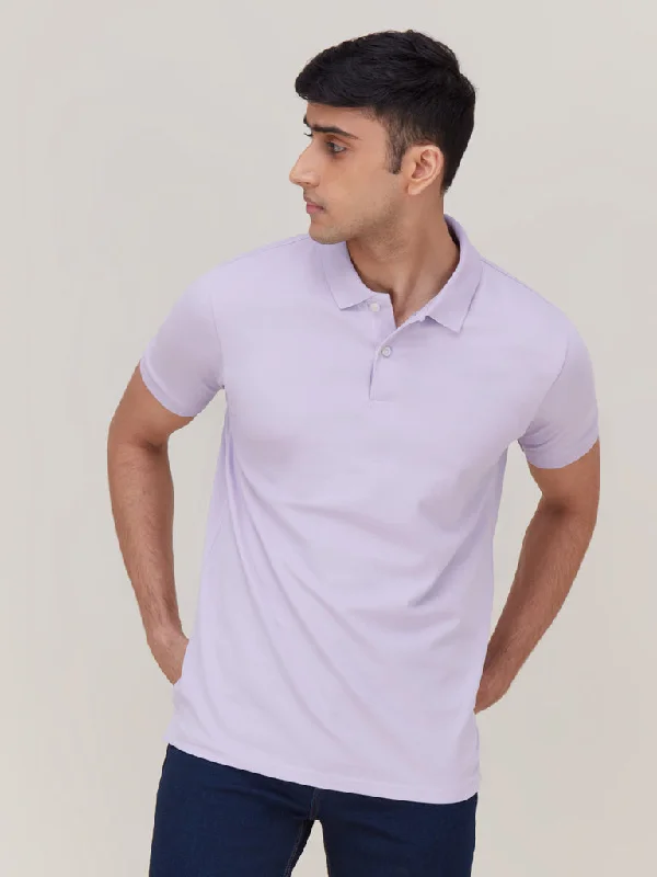 WES Casuals Lilac Cotton Blend Slim-Fit Polo T-Shirt British Gentleman Style