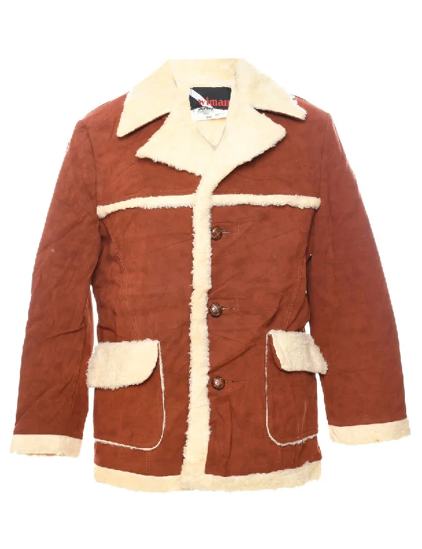 Maroon Faux Shearling Suede Jacket - L Organic