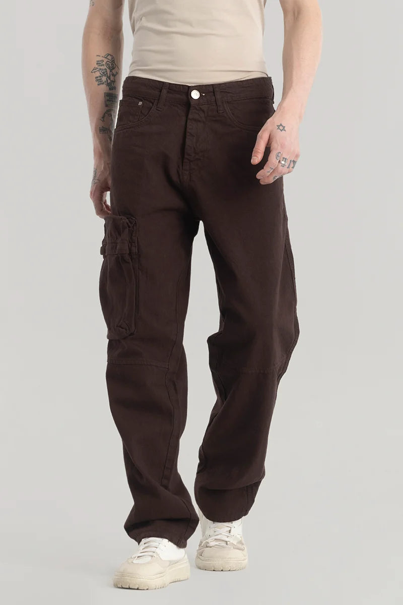 Pockeflex Brown Baggy Cargo Jeans Bohemian Men's Free