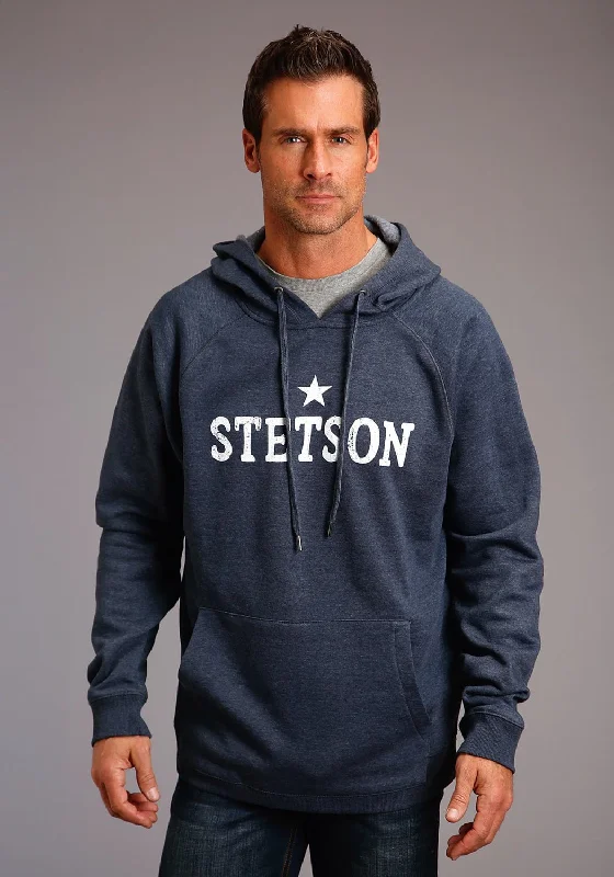 Stetson Mens Blue Cotton Blend Bold Logo Star Hoodie Artistic Men's Avant