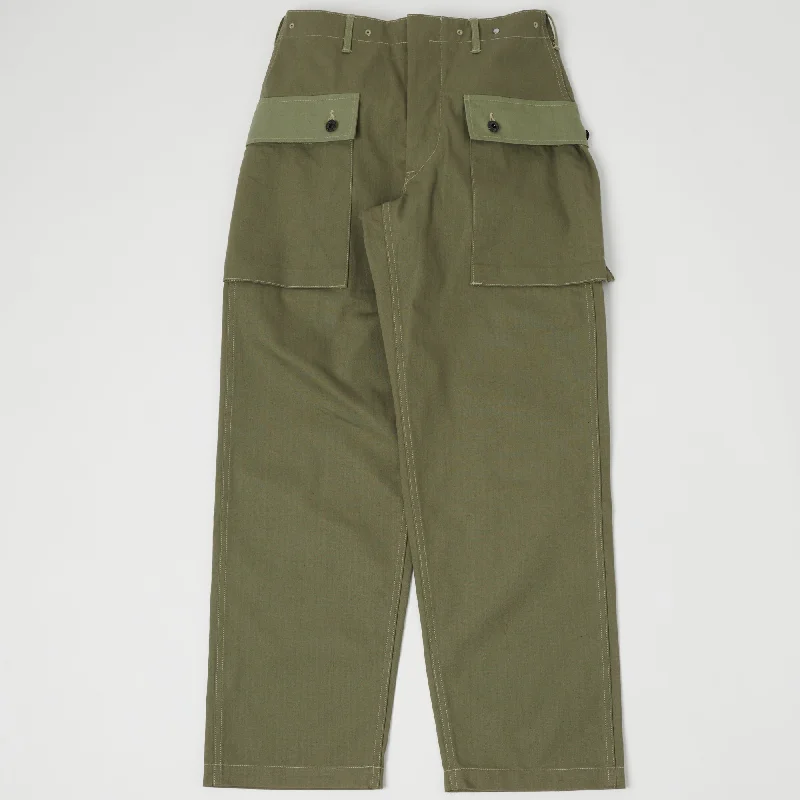 Warehouse & Co 1097 USMC Herringbone Monkey Pant - Olive Drab Vintage Men's 1970S Disco