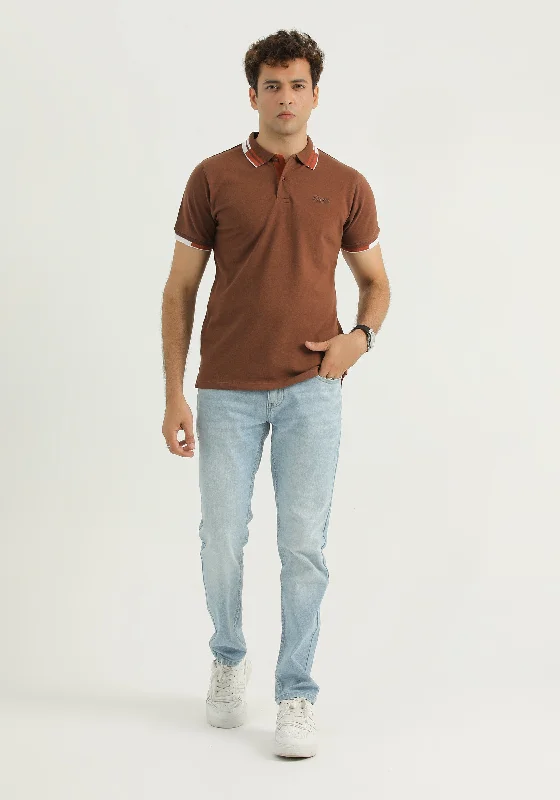 Men Brown Polo Shirt Confident Men's Power