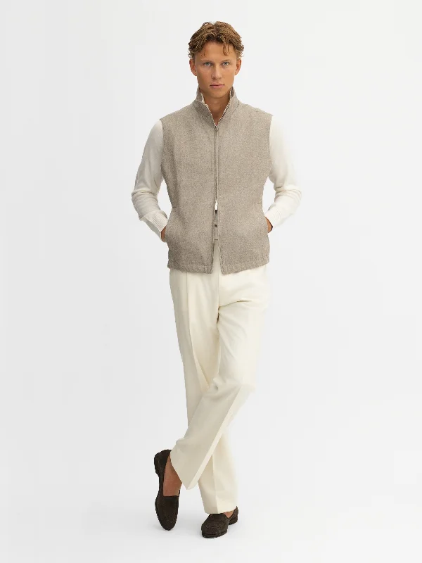 Taupe Flannel Vest Modern Men's Tech