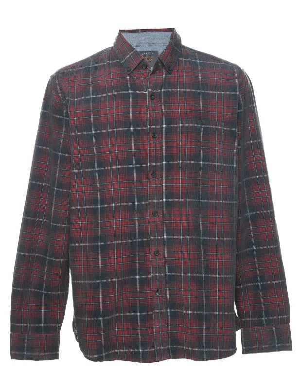 Dark Grey Corduroy Checked Shirt - L Dynamic Men's High