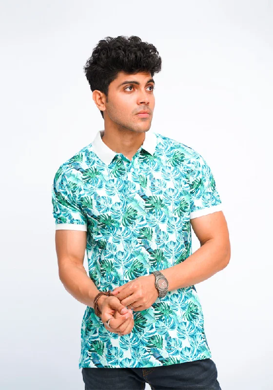 Aqua Printed Polo Shirts Confident Men's High