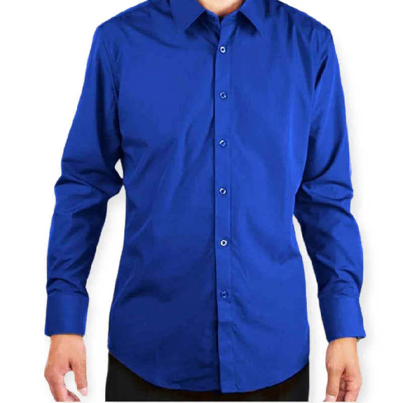 AMANTI: Slim Dress Shirt Royal Modern Men's Tech