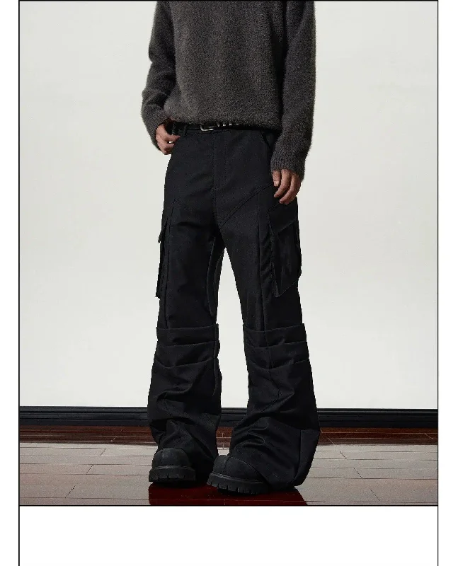 Multi-Pleats Flared Cargo Pants Refined Men's Velvet