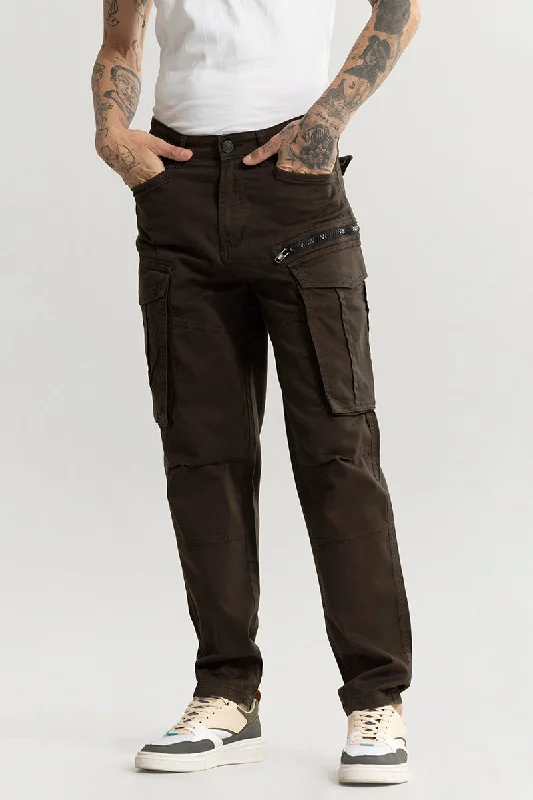 Kyubic Brown Cargo Pant Polished Men's Silk