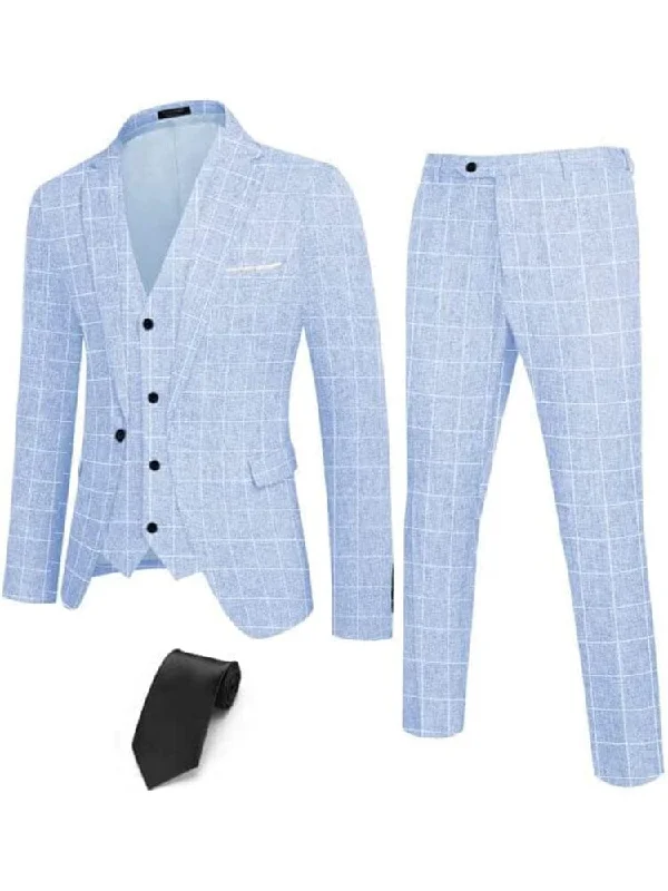 Plaid Blazer- Sky Blue