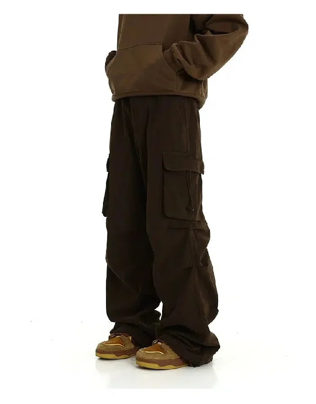 Drawstring Side Pocket Cargo Pants Edgy Men's Punk