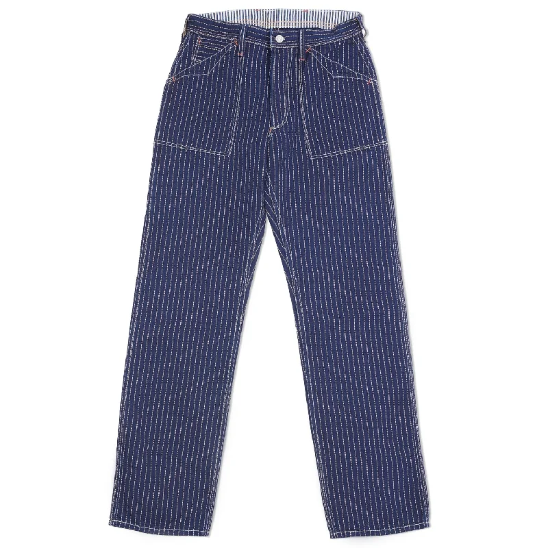 Freewheelers 2112001 Longshoreman Overall - Indigo Wabash Stripe Monochromatic All