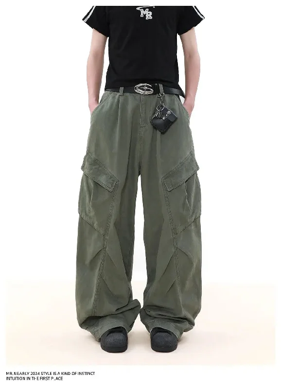 Washed Baggy Fit Cargo Pants Elegant Men's Formal 