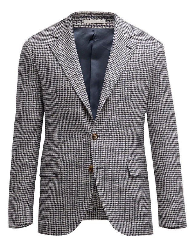 Navy and Cream Houndstooth Sportcoat Masculine Men's 