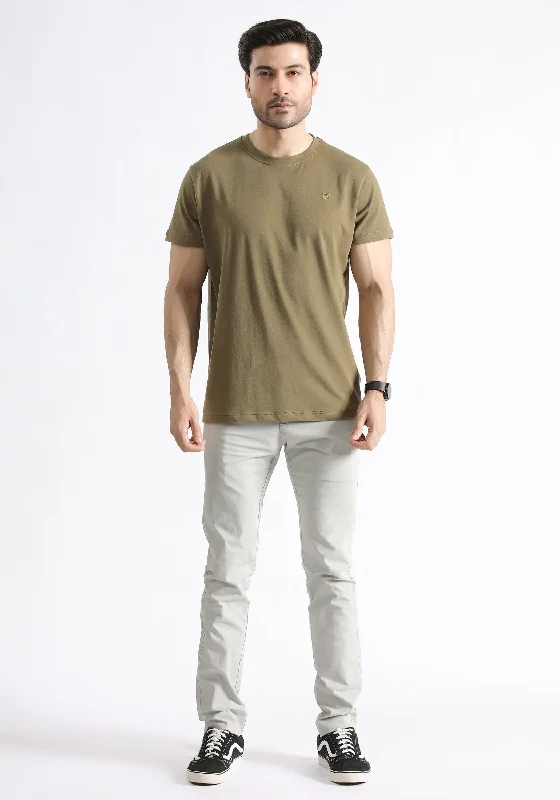 Olive Basic T-shirt Polished Men's Silk