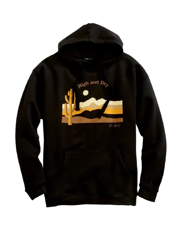 Tin Haul Mens Black Cotton Blend Cactus & Mountains Hoodie Refined Men's European