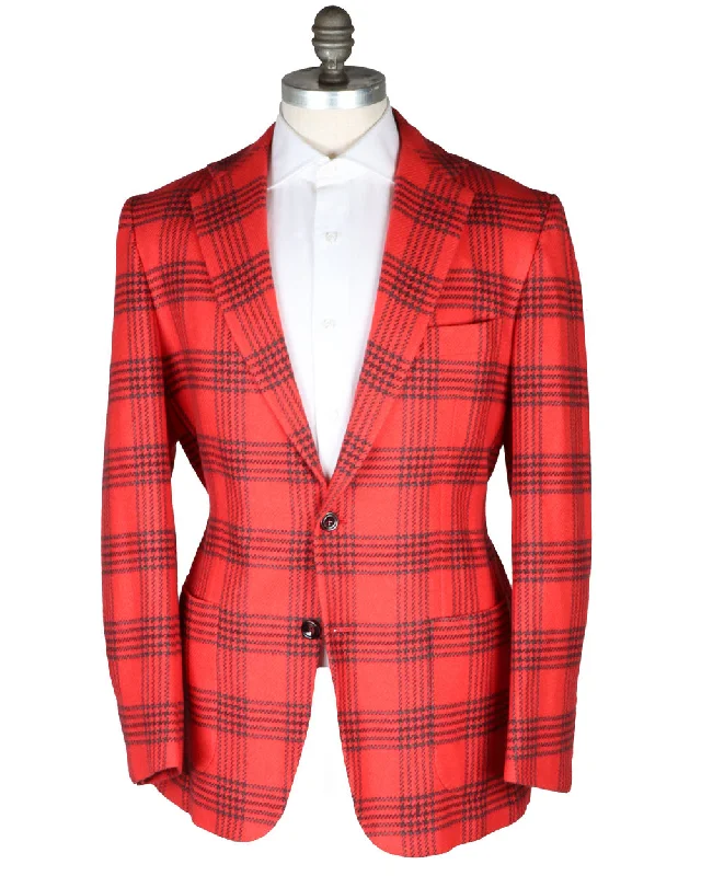 Red and Black Glen Plaid Sportcoat Trendy Men's Bucket